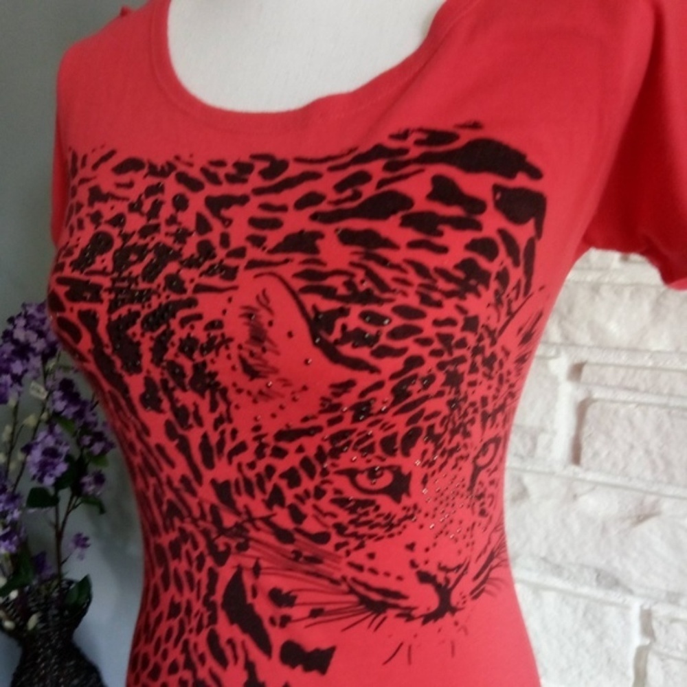 Yom Yom Beaded Cheetah Top - Size Small